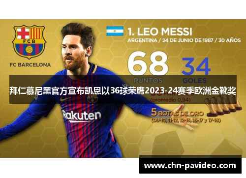 拜仁慕尼黑官方宣布凯恩以36球荣膺2023-24赛季欧洲金靴奖